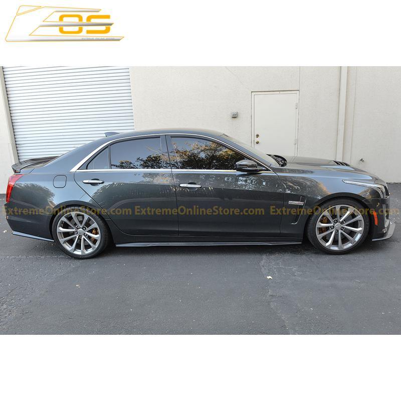 2016-19 Cadillac CTS-V Carbon Fiber Front Splitter Wheel Arch& Side Skirts Rockerst image 3