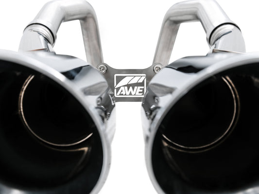 AWE Track Edition Axleback Exhaust for C7 Corvette Stingray / Z51 / Grand Sport / Z06 / ZR1 -- Chrome Silver Tips (includes AWE AFM valve simulators) image 2
