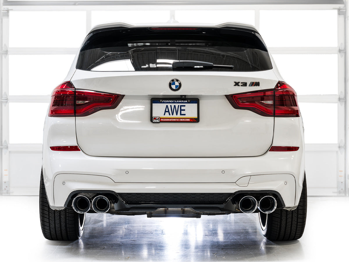 AWE Valved SwitchPath™ Axleback Exhaust for BMW F97 X3 M / F98 X4 M - Chrome Silver Tips image 2