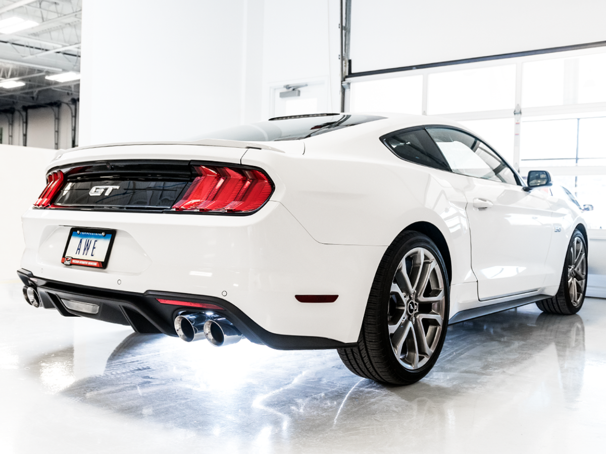 AWE SwitchPath™ Cat-back Exhaust for '18-'23 S550 Mustang GT - Quad Chrome Silver Tips image 7