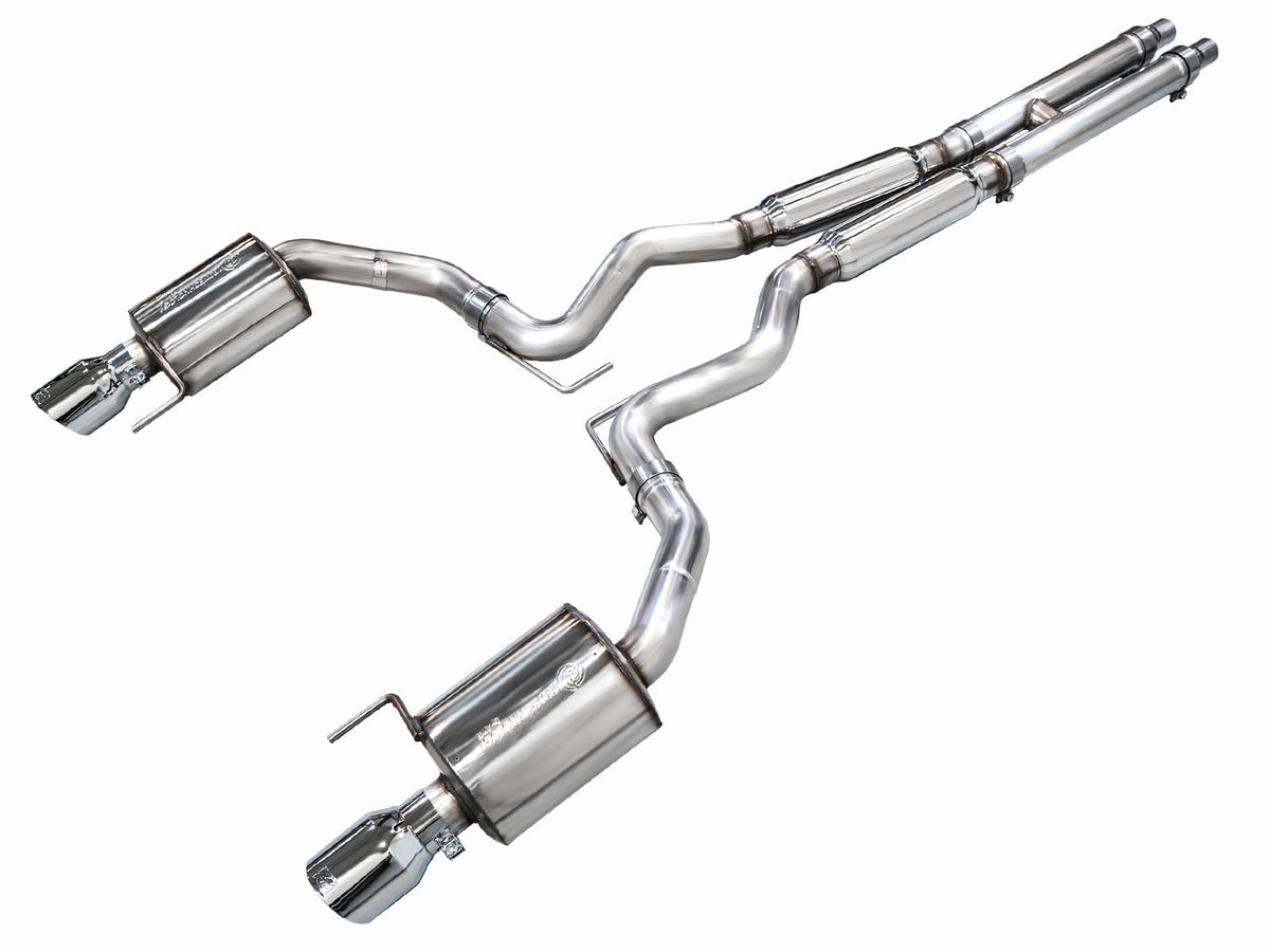 AWE Touring Edition Exhaust for S650 Ford Mustang GT Fastback - Dual Chrome Silver Tips image 1