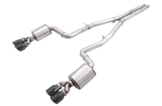 AWE Touring Edition Exhaust for 15+ Challenger 6.4 / 6.2 SC - Diamond Black Quad Tips image 1