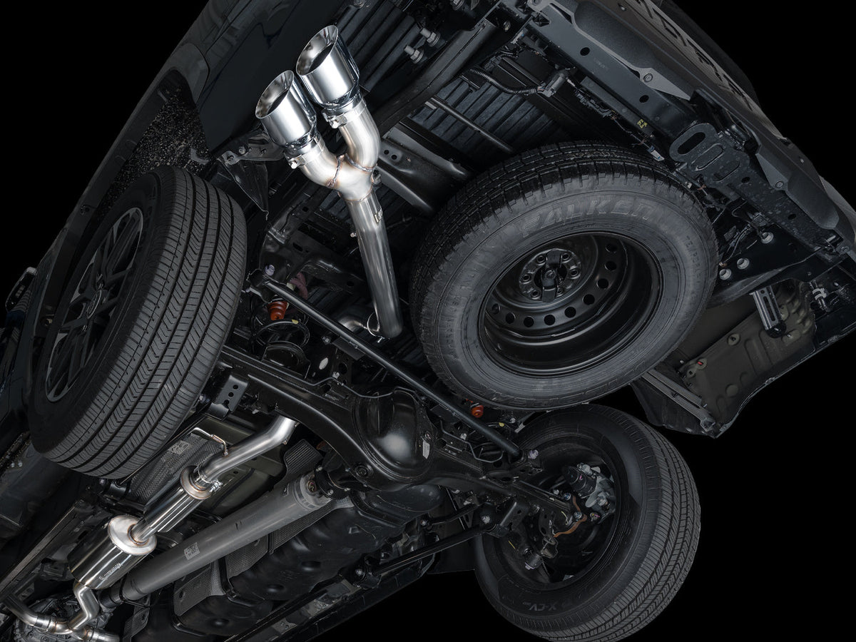 AWE 0FG Exhaust for 3rd Gen Toyota Tundra - Dual Chrome Silver Tips image 3