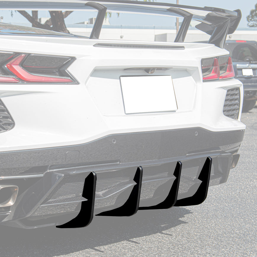 Corvette C8 Stingray DRY CARBON FIBEr Add-On Rear Diffuser Fin image 3