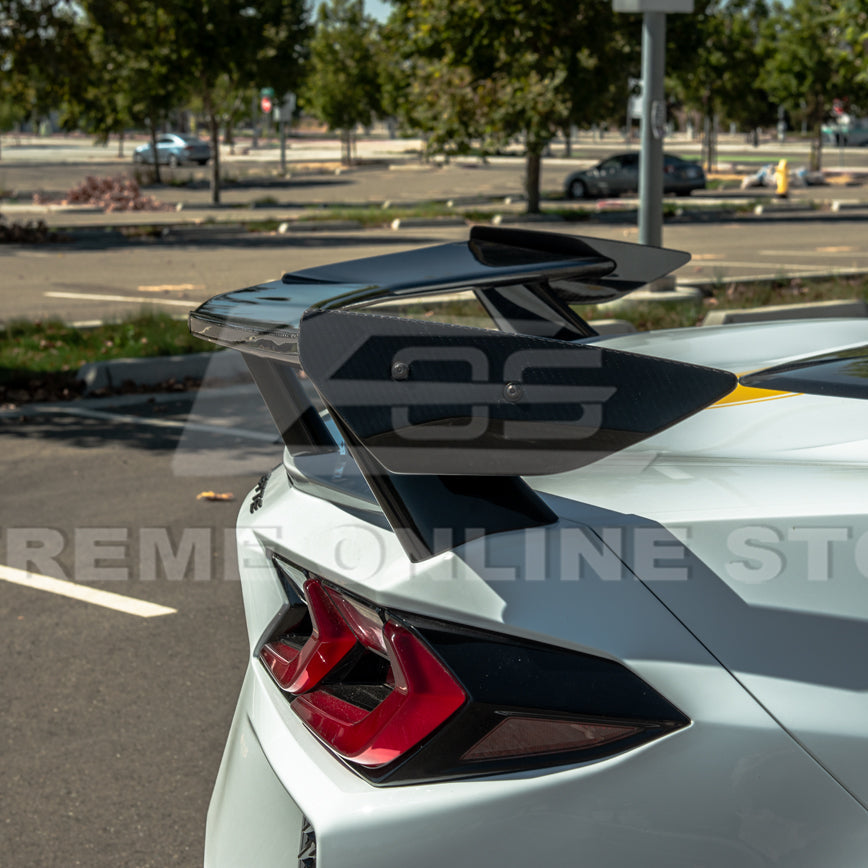2020-Up Corvette C8 GM Factory Style DRY CARBON FIBER Rear Spoiler Side Winglets image 4