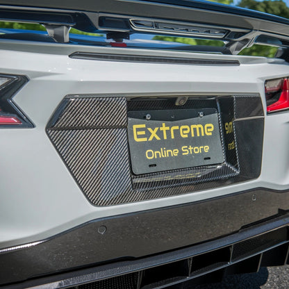 Corvette C8 DRY CARBON FIBER License Plate Backing image 3