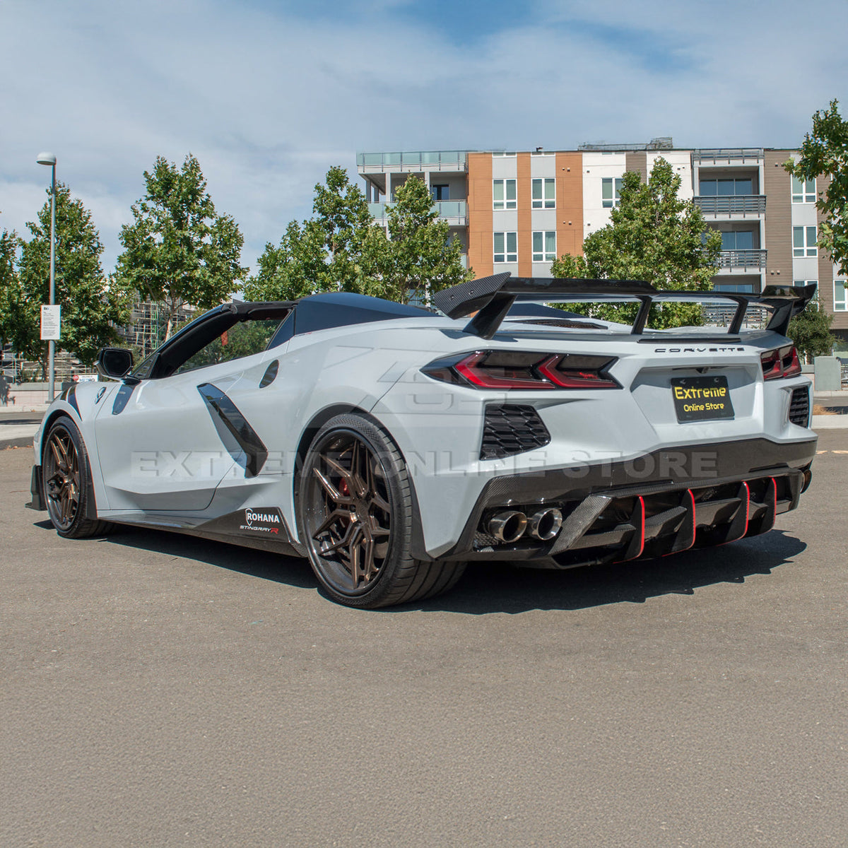 Corvette C8 Z51 DRY CARBON FIBER Rear Spoiler Add-On Wickers Extension image 4