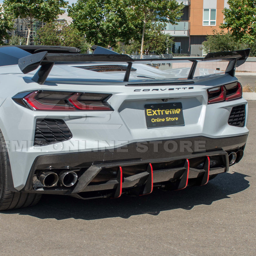Corvette C8 Z51 DRY CARBON FIBER Rear Spoiler Add-On Wickers Extension image 6