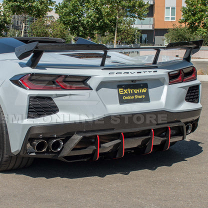 Corvette C8 Z51 DRY CARBON FIBER Rear Spoiler Add-On Wickers Extension image 6