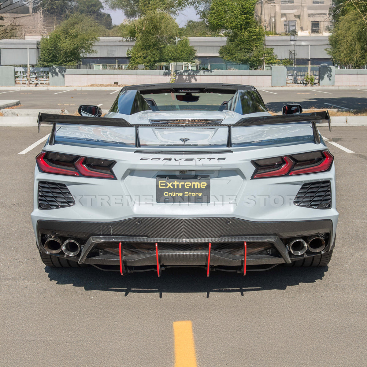 Corvette C8 Z51 DRY CARBON FIBER Rear Spoiler Add-On Wickers Extension image 8
