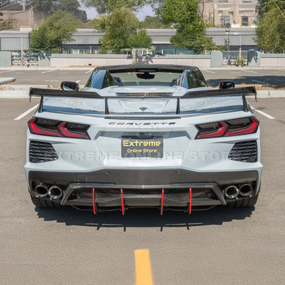 Corvette C8 Z51 DRY CARBON FIBER Rear Spoiler Add-On Wickers Extension image 8