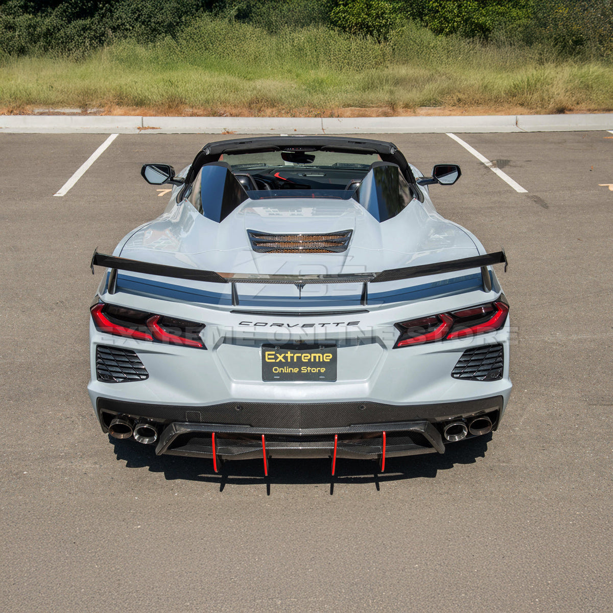 Corvette C8 Z51 DRY CARBON FIBER Rear Spoiler Add-On Wickers Extension image 9