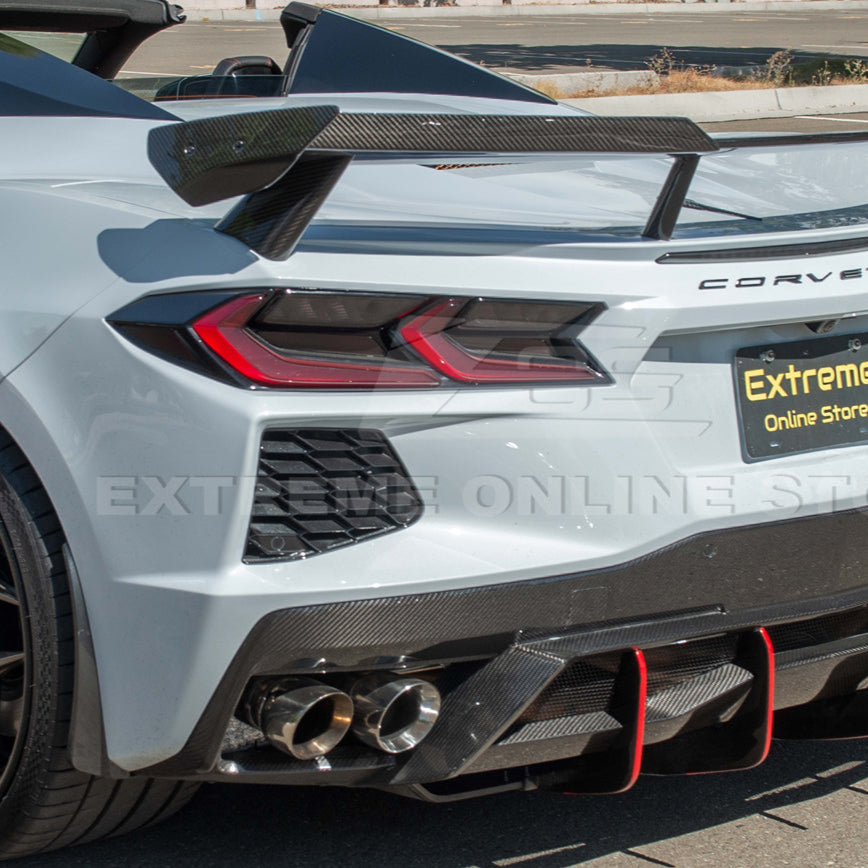 Corvette C8 Z51 DRY CARBON FIBER Rear Spoiler Add-On Wickers Extension image 7