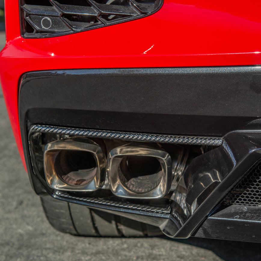 Corvette C8 DRY CARBON FIBER Rear Diffuser Exhaust Bezel image 1