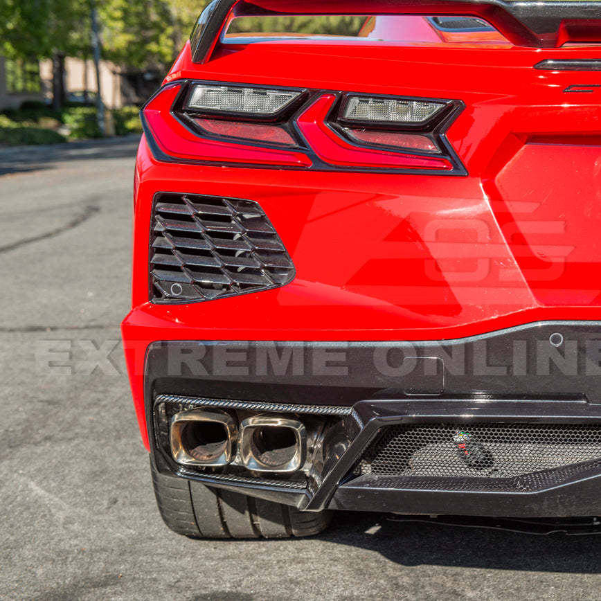 Corvette C8 DRY CARBON FIBER Rear Diffuser Exhaust Bezel image 5