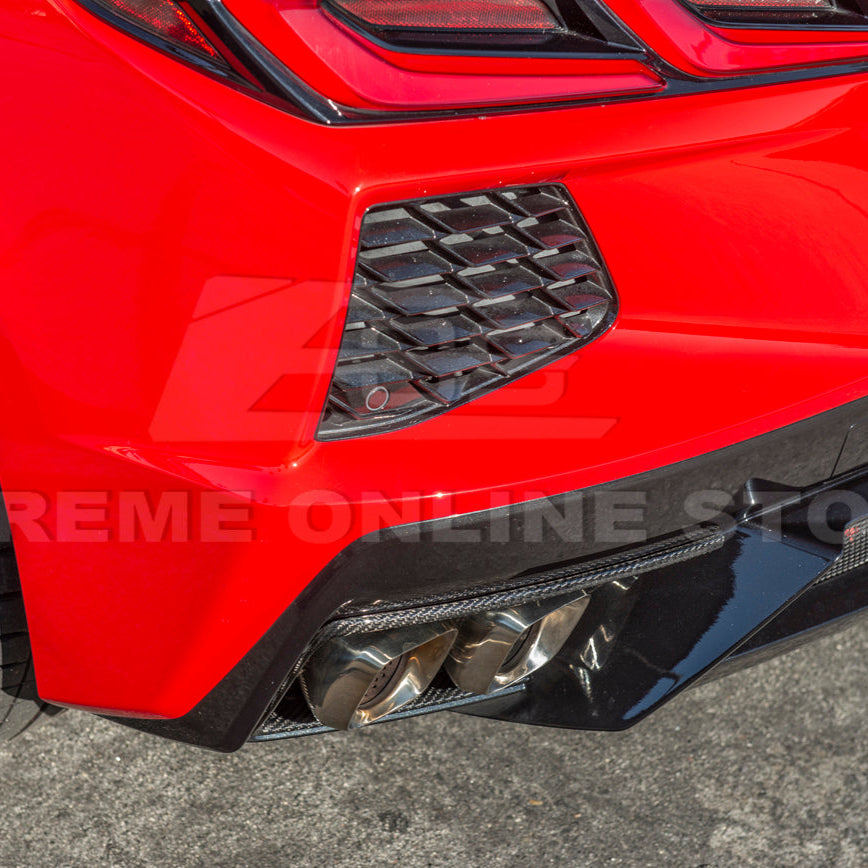 Corvette C8 DRY CARBON FIBER Rear Diffuser Exhaust Bezel image 6