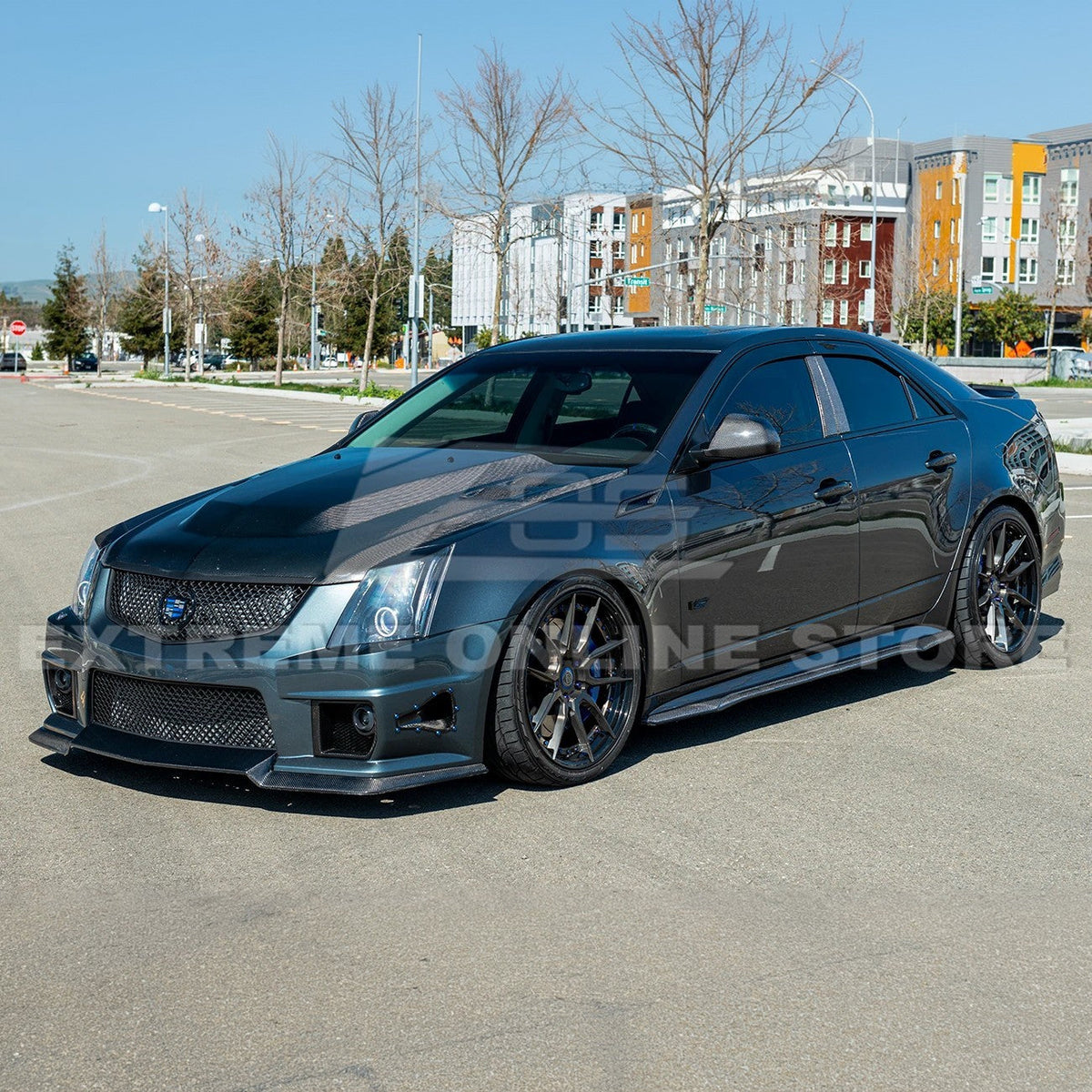 2003-08 Cadillac CTS-V | CARBON FIBER Package Front Lip Splitter & Side Skirts image 3