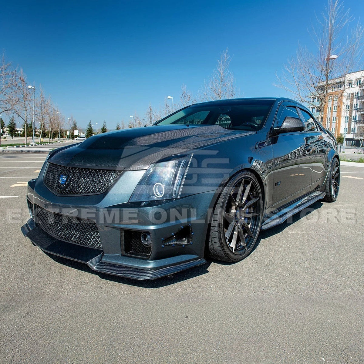 2003-08 Cadillac CTS-V | CARBON FIBER Package Front Lip Splitter & Side Skirts image 4
