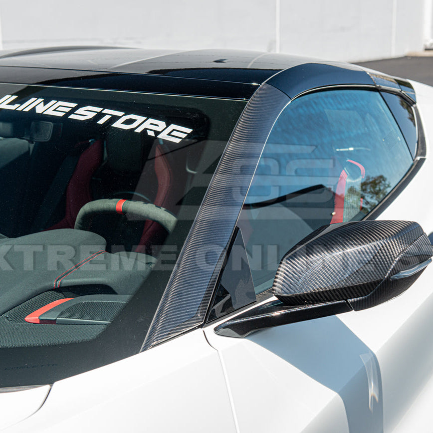 Chevrolet Corvette C8 DRY CARBON FIBER Side Window A-Pillar Cover image 6