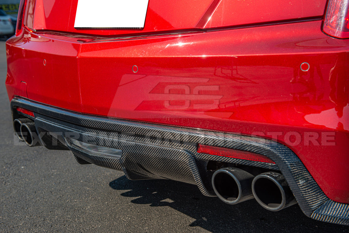 2016-19 Cadillac CTS-V Carbon Fiber Rear Valance Diffuser Lip Cover image 5