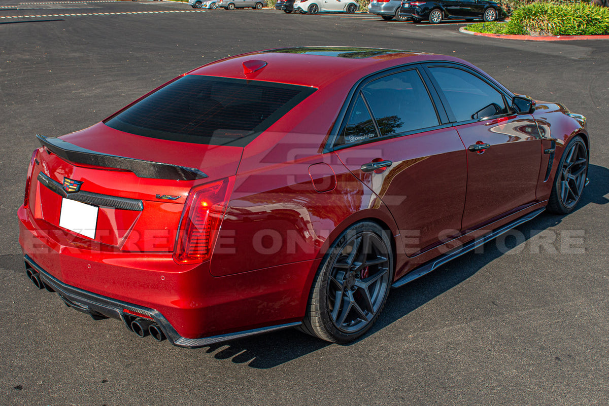 2016-19 Cadillac CTS-V Carbon Fiber Rear Valance Diffuser Lip Cover image 3