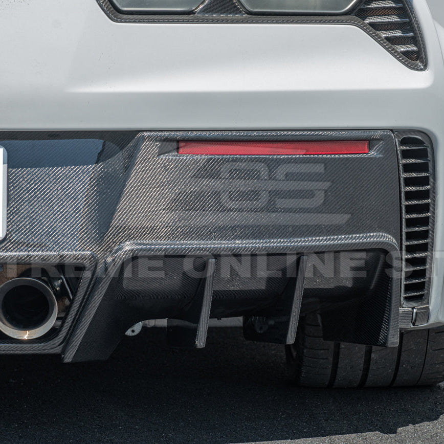 Corvette C7 Factory DRY CARBON FIBER Finned Rear Diffuser image 11