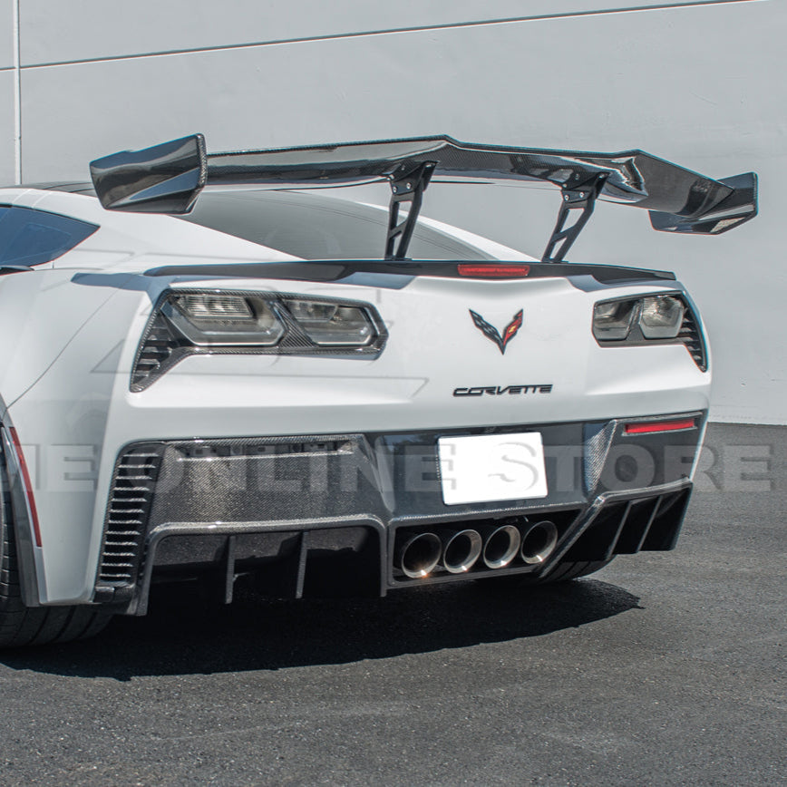 Corvette C7 Factory DRY CARBON FIBER Finned Rear Diffuser image 5