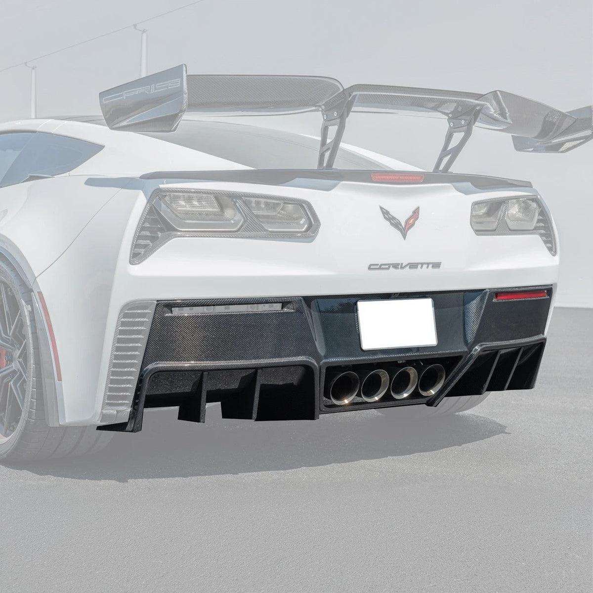 Corvette C7 Factory DRY CARBON FIBER Finned Rear Diffuser image 3