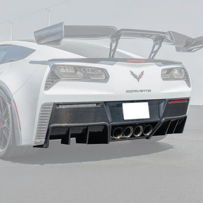 Corvette C7 Factory DRY CARBON FIBER Finned Rear Diffuser image 3