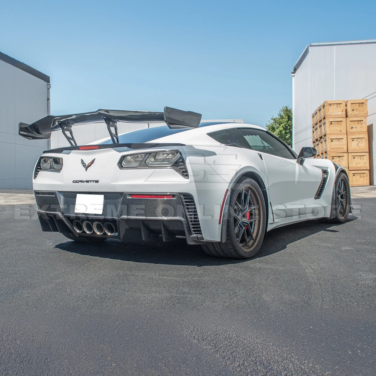 Corvette C7 Factory DRY CARBON FIBER Finned Rear Diffuser image 7