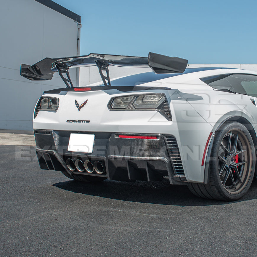 Corvette C7 Factory DRY CARBON FIBER Finned Rear Diffuser image 8
