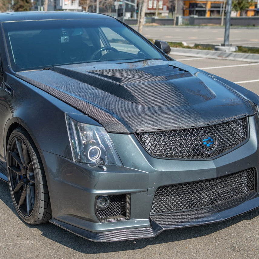 2009-15 Cadillac CTS-V Carbon Fiber Middle Vented Front Bumper Hood image 3