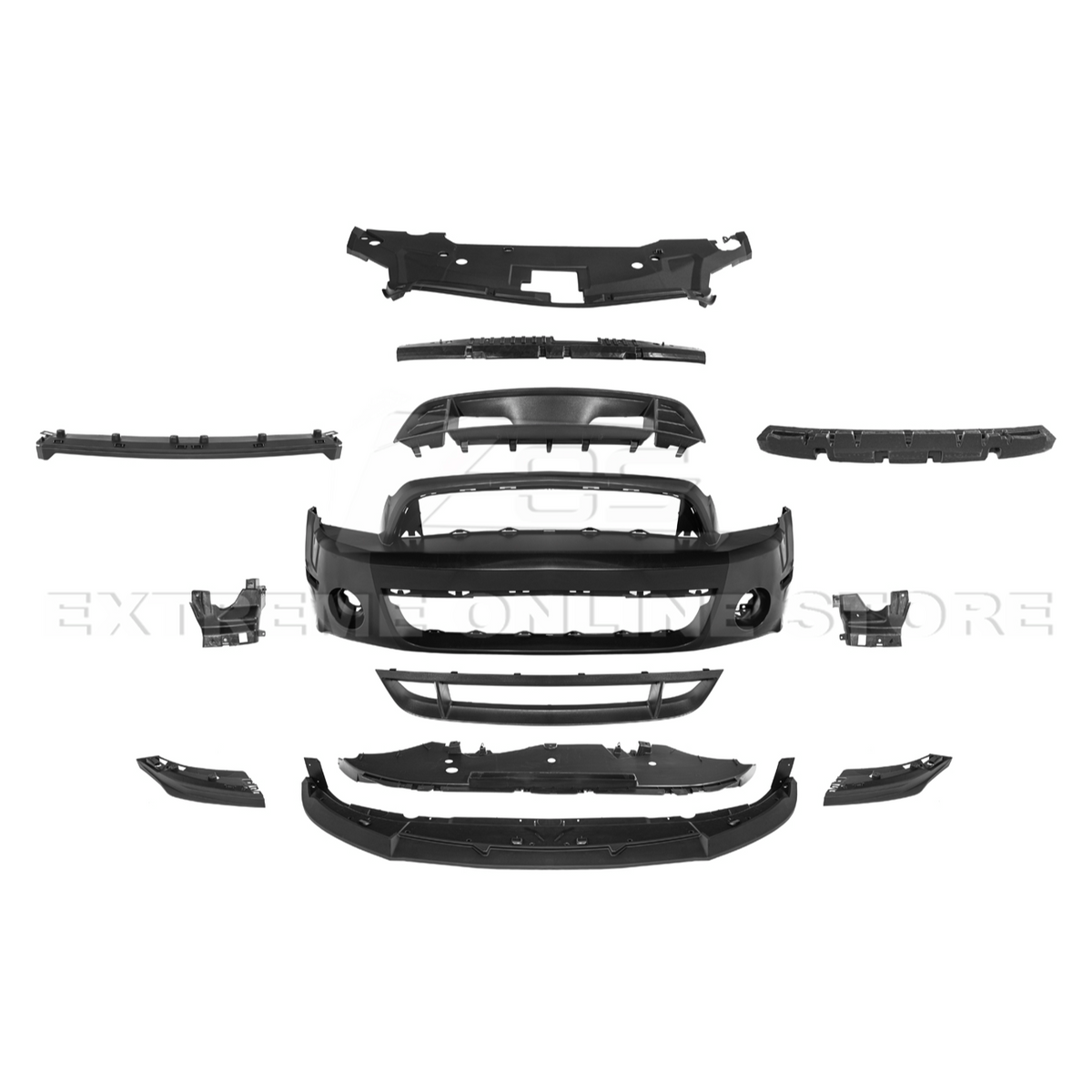 2010-14 Mustang S197 GT500 Style Front Bumper Cover Upper Lower Grille Lip image 8