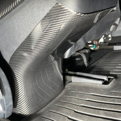 2020-23 Tesla Model 3 20-24 Y Carbon Fiber Interior Rear Anti-Kick Plate Cover image 2