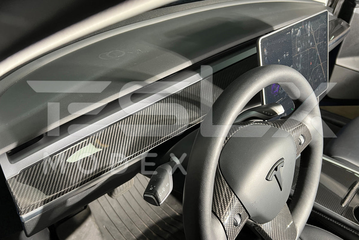 2017-Up Tesla Model 3 20-24 Y Carbon Fiber Interior Instrument Trim image 4