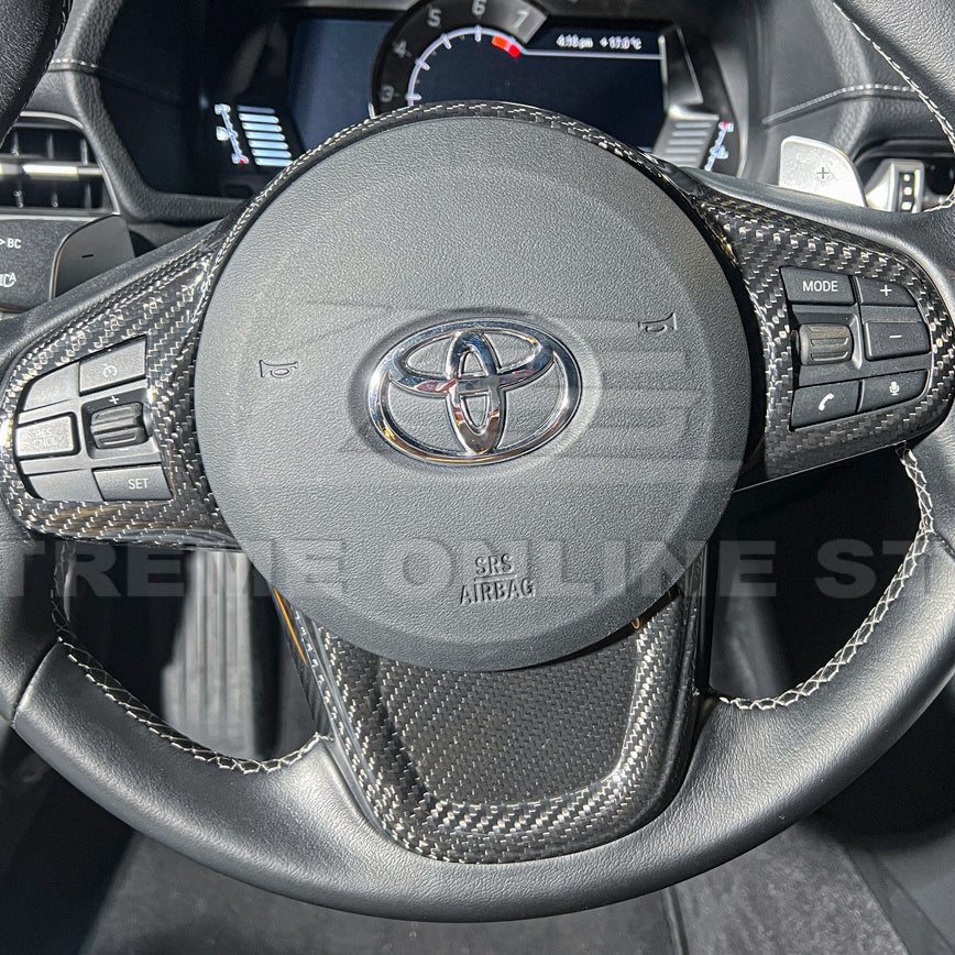 2020-Up Toyota Supra Carbon Fiber Steering Wheel Trim Cover image 4