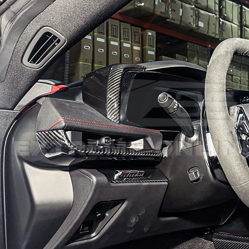 Corvette C8 DRY CARBON FIBER Upper Dashboard Instrument Side Panel Cover image 6