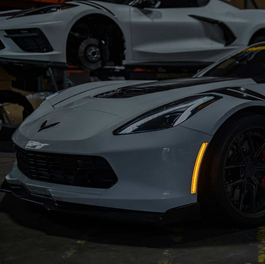 Corvette C7 Factory Style Front LED Clear Lens Amber Side Marker Lights image 3