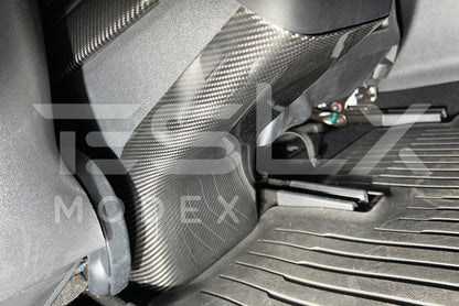 2020-23 Tesla Model 3 20-24 Y Carbon Fiber Interior Rear Anti-Kick Plate Cover image 5