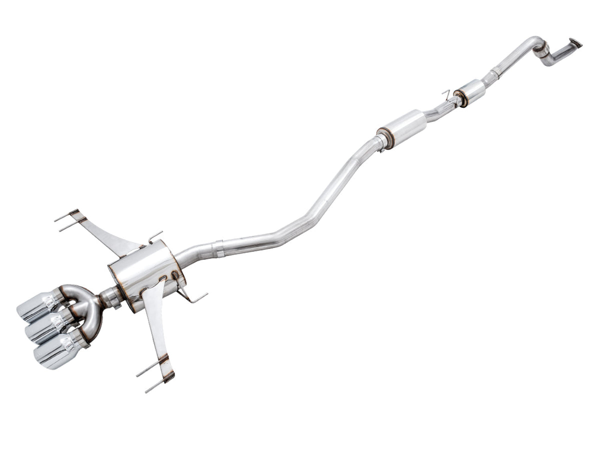 AWE Touring Edition Exhaust for FK8 Civic Type R (includes Front Pipe and DualPhase Mid Pipe) - Triple Chrome Silver Tips image 1