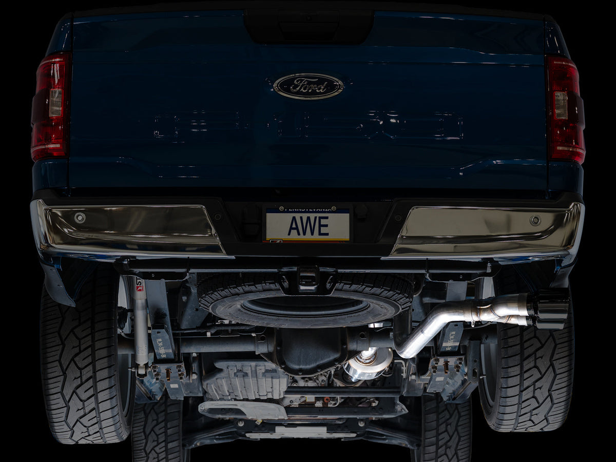 AWE 0FG Dual Side Exit Exhaust for Ford F-150 Regular Cab - 4.5 Diamond Black Tips image 7