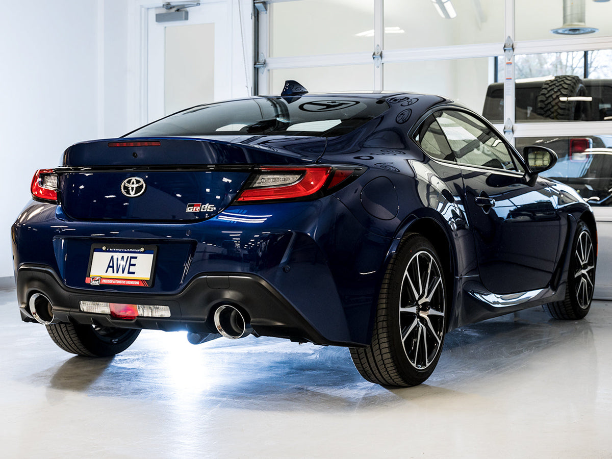 AWE Track Edition Exhaust for Subaru BRZ / Toyota GR86 / Toyota 86 / Scion FR-S - Chrome Silver Tips image 2