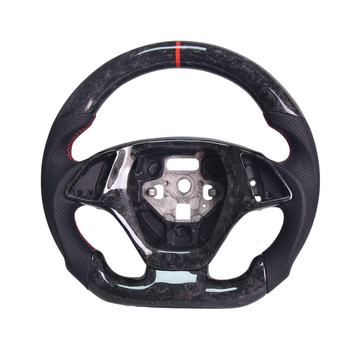 Chevrolet Corvette C7 Black Leather Red Stitching Forged Carbon Fiber Steering Wheel image 1