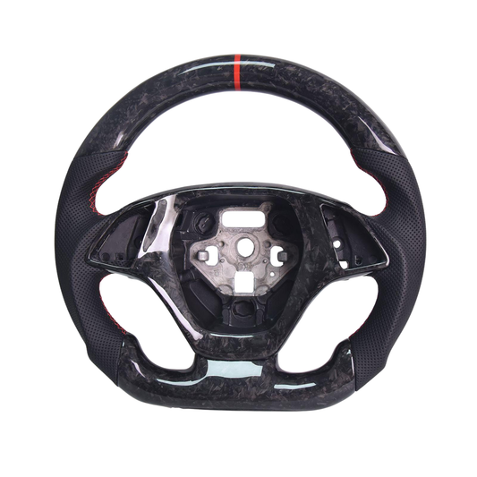 Chevrolet Corvette C7 Black Leather Red Stitching Forged Carbon Fiber Steering Wheel image 1