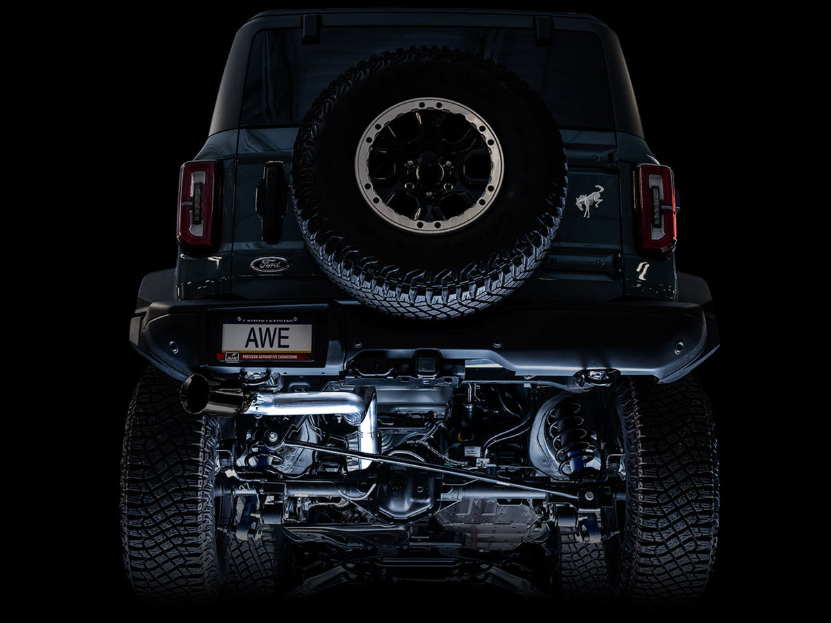 AWE 0FG Catback Exhaust for Ford Bronco with BashGuard™ - Single 5 Diamond Black Tip image 4