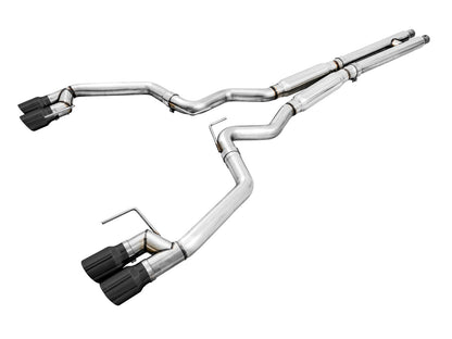 AWE Track Edition Cat-back Exhaust for the '18-'23 S550 Mustang GT - Quad Diamond Black Tips image 1