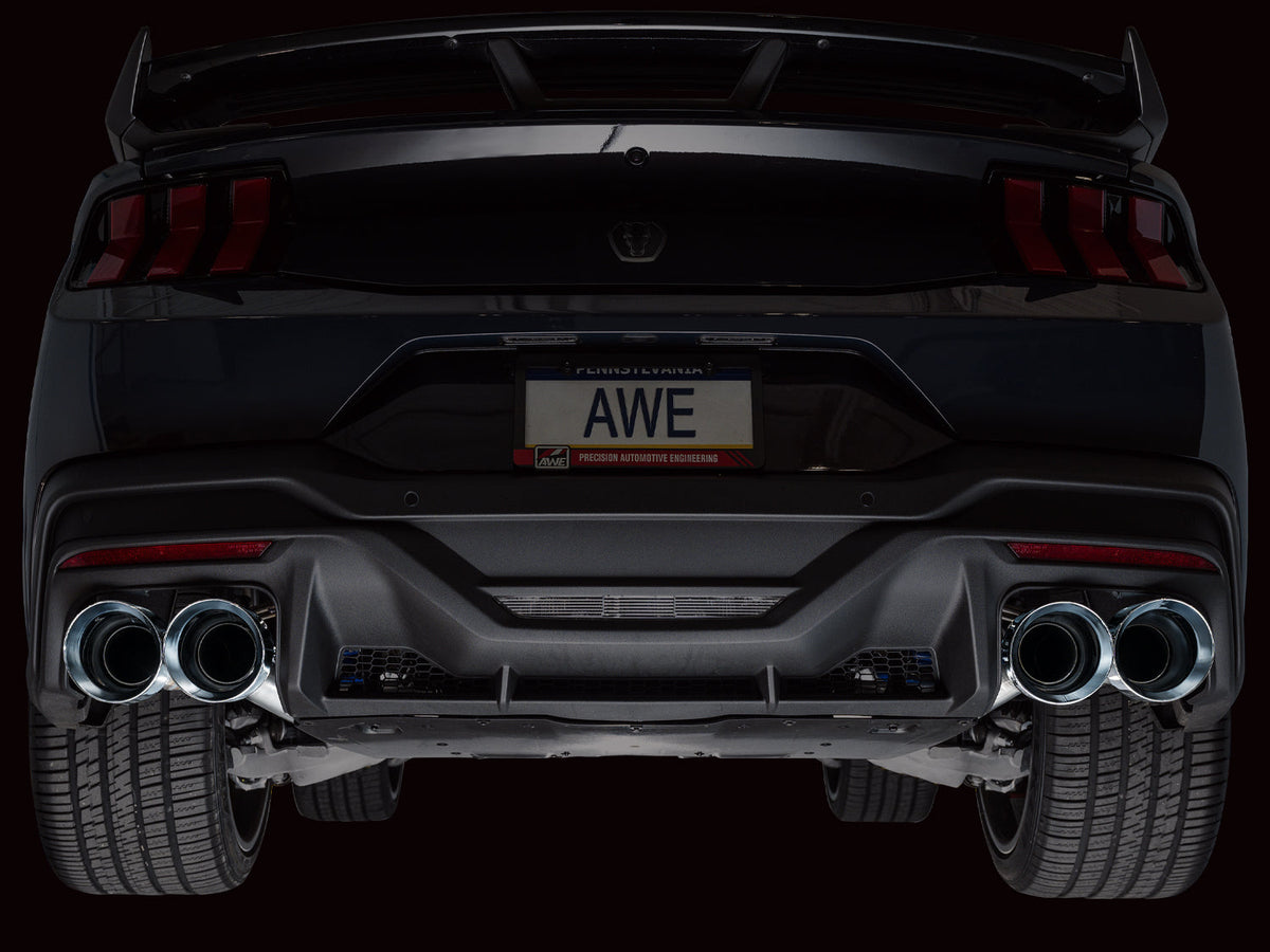 AWE Track Edition Exhaust for S650 Ford Mustang Dark Horse - Quad Chrome Silver Tips image 3