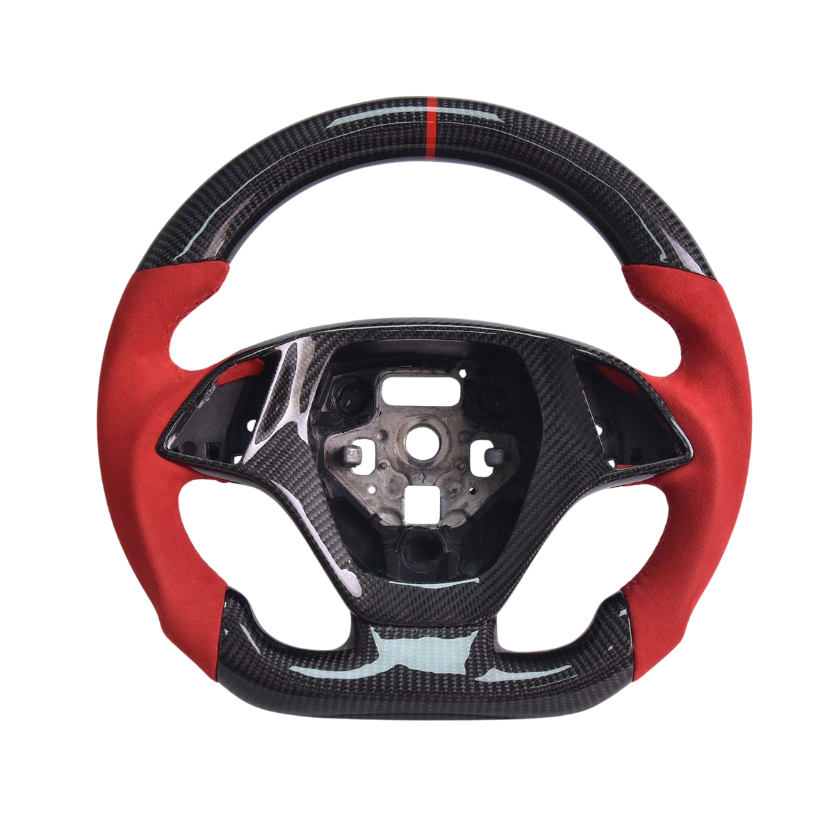Chevrolet Corvette C7 Red Suede Leather Red Stitching Carbon Fiber Steering Wheel image 1