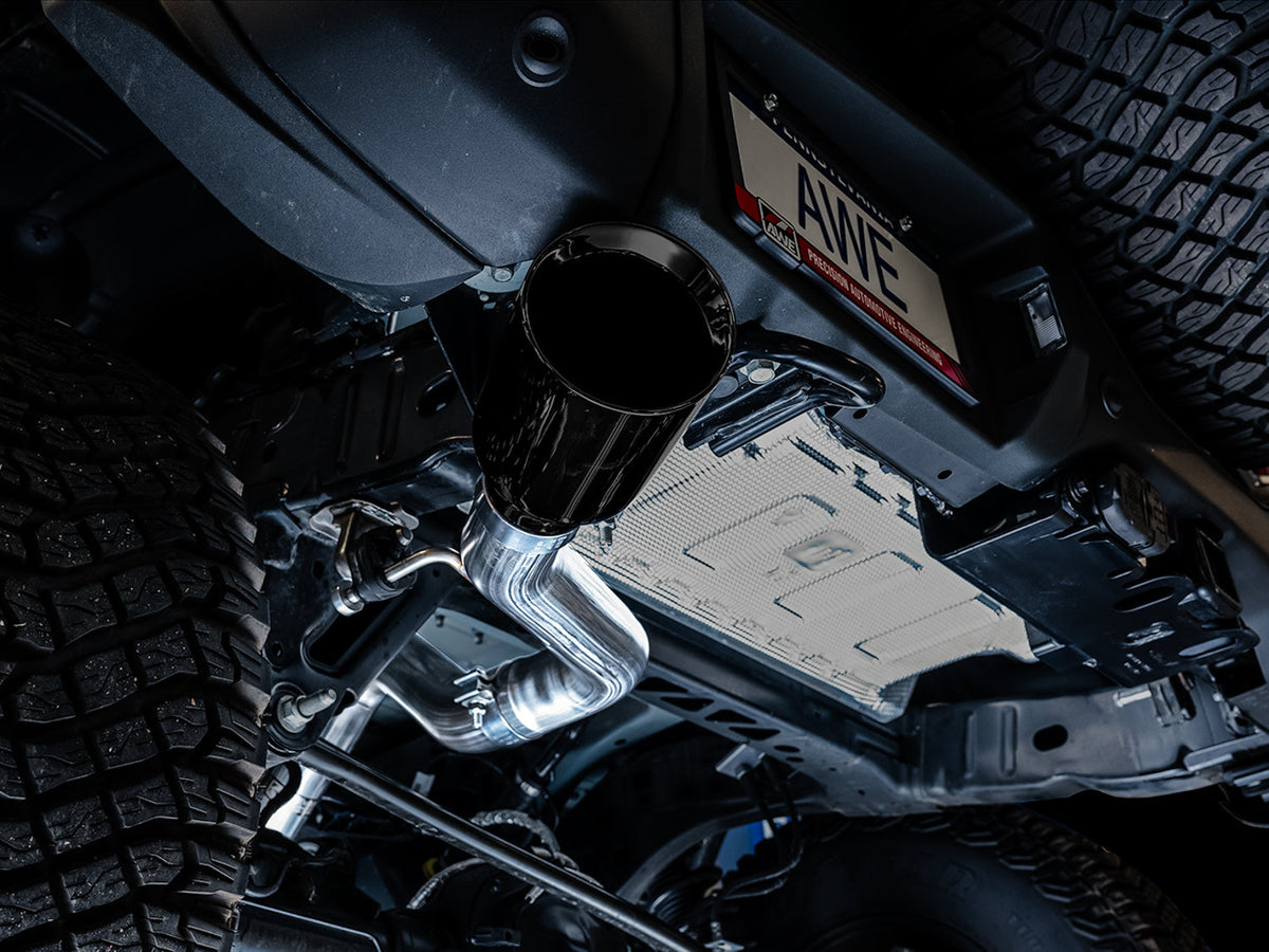 AWE 0FG Catback Exhaust for Ford Bronco with BashGuard™ - Single 5 Diamond Black Tip image 7