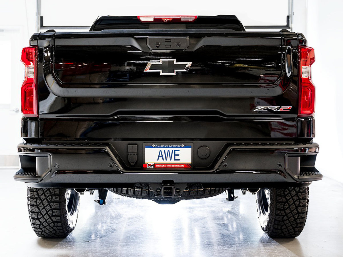 AWE 0FG Catback Exhaust for Silverado ZR2/Sierra AT4X - Dual Bashguard (no tips) image 3